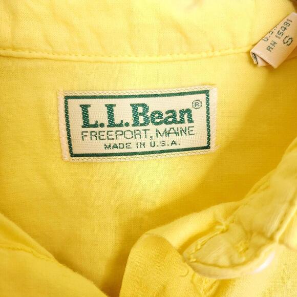LL Bean Shirt Womens Small Button Down Yellow Front Pockets Spring Collar - Picture 5 of 7